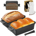 HONGBAKE Cast Iron Bread Pan - 2 in 1 with Lid & Lever | Pre-Seasoned Nonstick 9x5 Sourdough Baking Pan