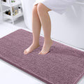 OLANLY Bathroom Runner Rug - Soft Absorbent Chenille with Rubber Backing | Quick Dry, Machine Washable, Deep Plum, 44x24