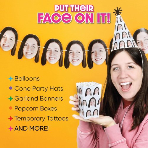 Big Dot of Happiness Black & Gold Birthday Garland Banner - Personalized Face Cut Outs, 30 Feet Long