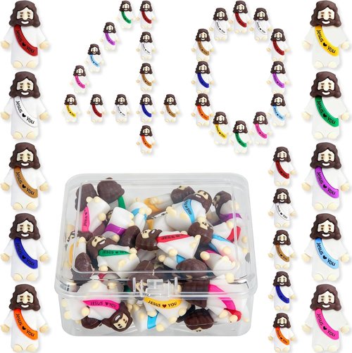 Mini Jesus Figurines by [Brand Name] - 40 Pcs Rubber Christ Toys for Easter Egg Fillers & Party Favors