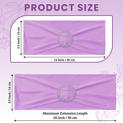 MDS Spandex Chair Sashes - Universal Fit Elastic Stretch Bands with Buckle for Weddings | Light Purple, Pack of 125