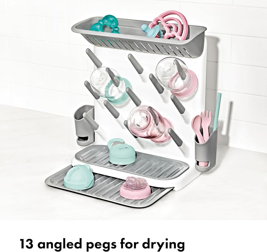 OXO Tot Expandable Drying Rack - Space-Saving Design for Newborn Baby Bottles | Essential Kitchen Accessory