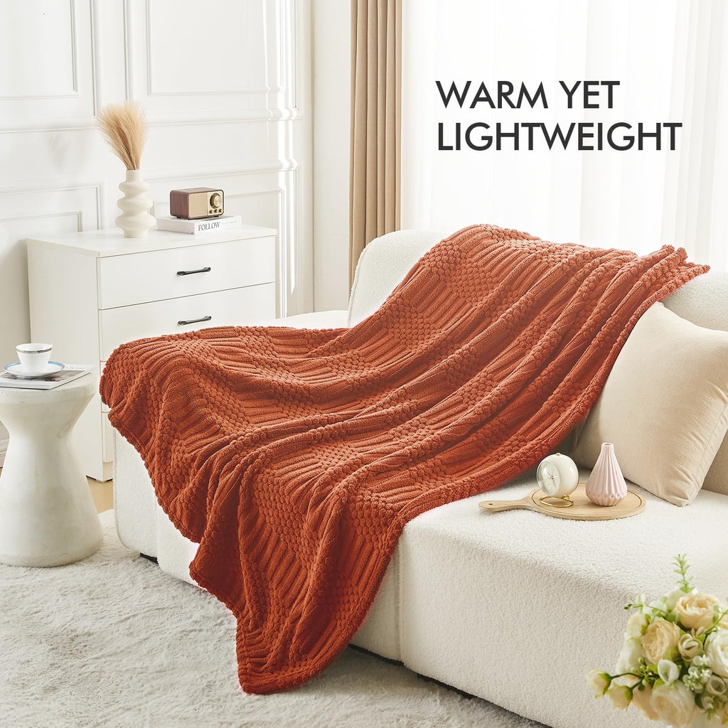 lifein Throw Blanket for Couch-Rust Boho Throw Blanket, Soft Fleece Plush Lightweight Blankets&Throws for All Seasons, Fuzzy Fall Decorative Blankets for Livingroom Bed Sofa Chair (50x60, Rust)