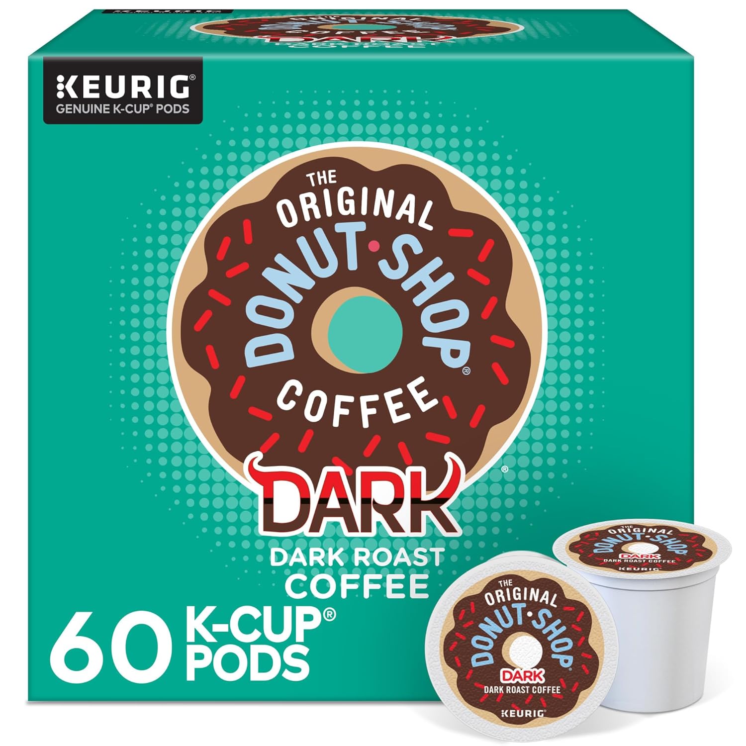 Original Donut Shop Dark Roast K-Cup Pods - Single-Serve Coffee, 60 Count (6 Packs of 10)
