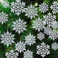 Skiennix 36-Piece Christmas Silver Snowflake Ornaments - Glittery Winter Tree Decorations