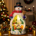 Snowman Figurine | Lighted Christmas Village with Animated Train - Battery/USB Powered Holiday Decor