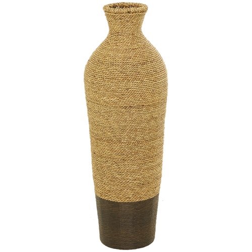 Deco 79 Seagrass Handmade Decorative Vase Tall Woven Floor Centerpiece Vase, Vase for Home Decoration 11" x 11" x 33", Brown