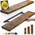 BAYKA Rustic Wood Floating Shelves - 22.5 Inches Wall Decor for Bathroom, Bedroom & Living Room (Rustic Brown)