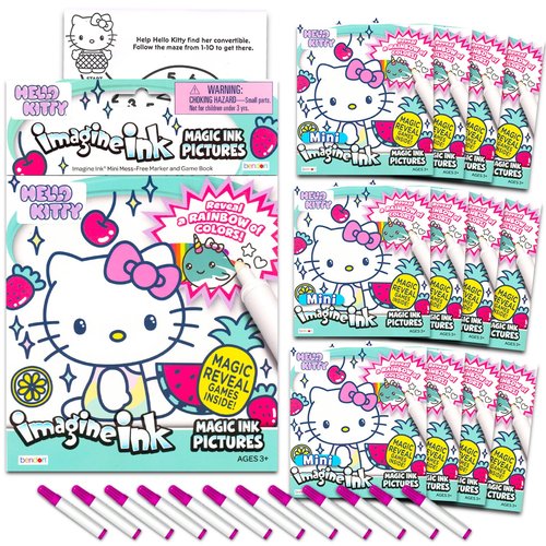 Sanrio Hello Kitty Imagine Ink Party Favor Set- 12 Pack No-Mess Magic Ink Coloring Books with Stickers and More | Hello Kitty Party Favors