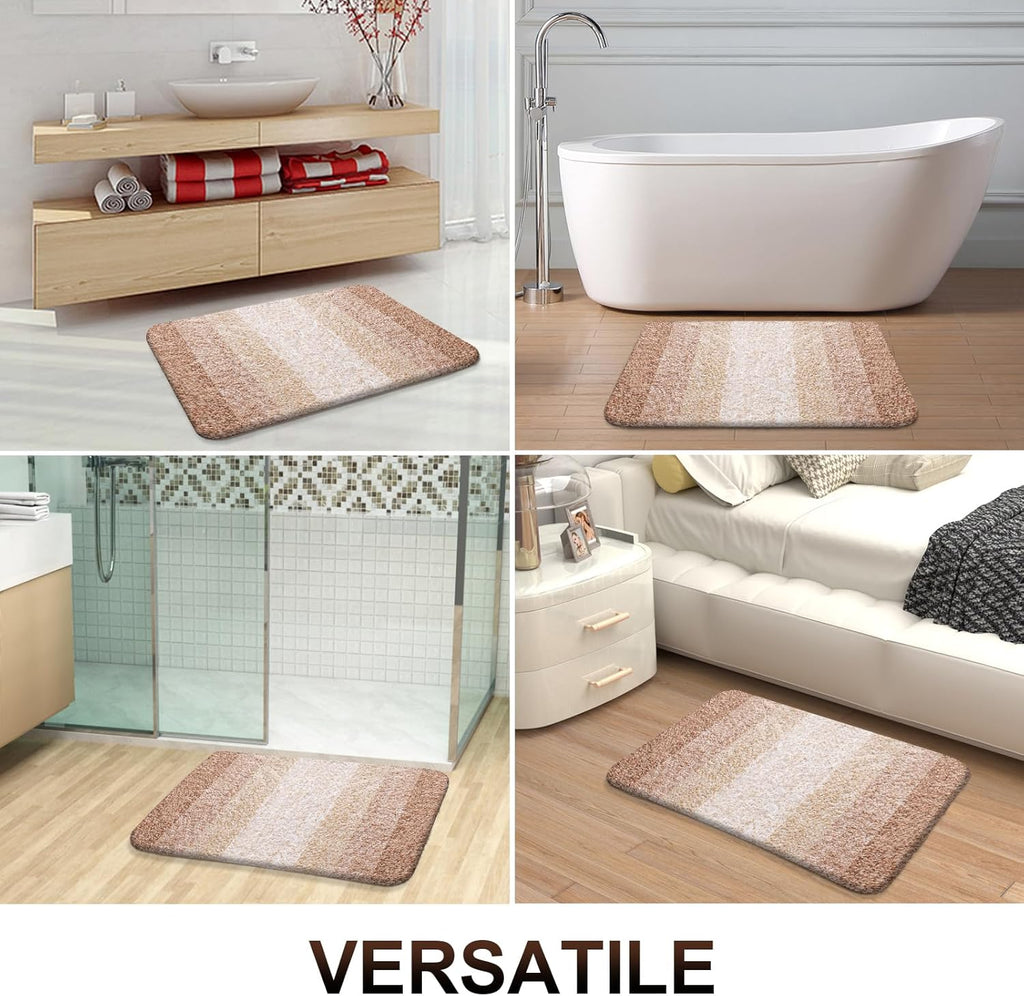 OLANLY Bathroom Rugs - Extra Soft Microfiber Mat 36x24 | Quick Dry, Rubber Backing, Beige