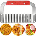 JAYVAR Extra-Large Crinkle Cutter Wave Potato Slicer – Stainless Steel French Fry Cutter for Restaurants, Waffle Slicing Tool, Crinkle Chopping for Potatoes, Kitchen Veggie Cucumber Slicer with Handle
