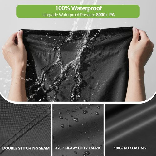 RICHIE 420D Air Conditioner Cover for Outside Units, Waterproof Windproof Winter Cover with Elastic Hem for Secure Fit, Anti-UV Fade Resistant, Square AC Covers for up to 30"L x 30"W x 32"H, Black