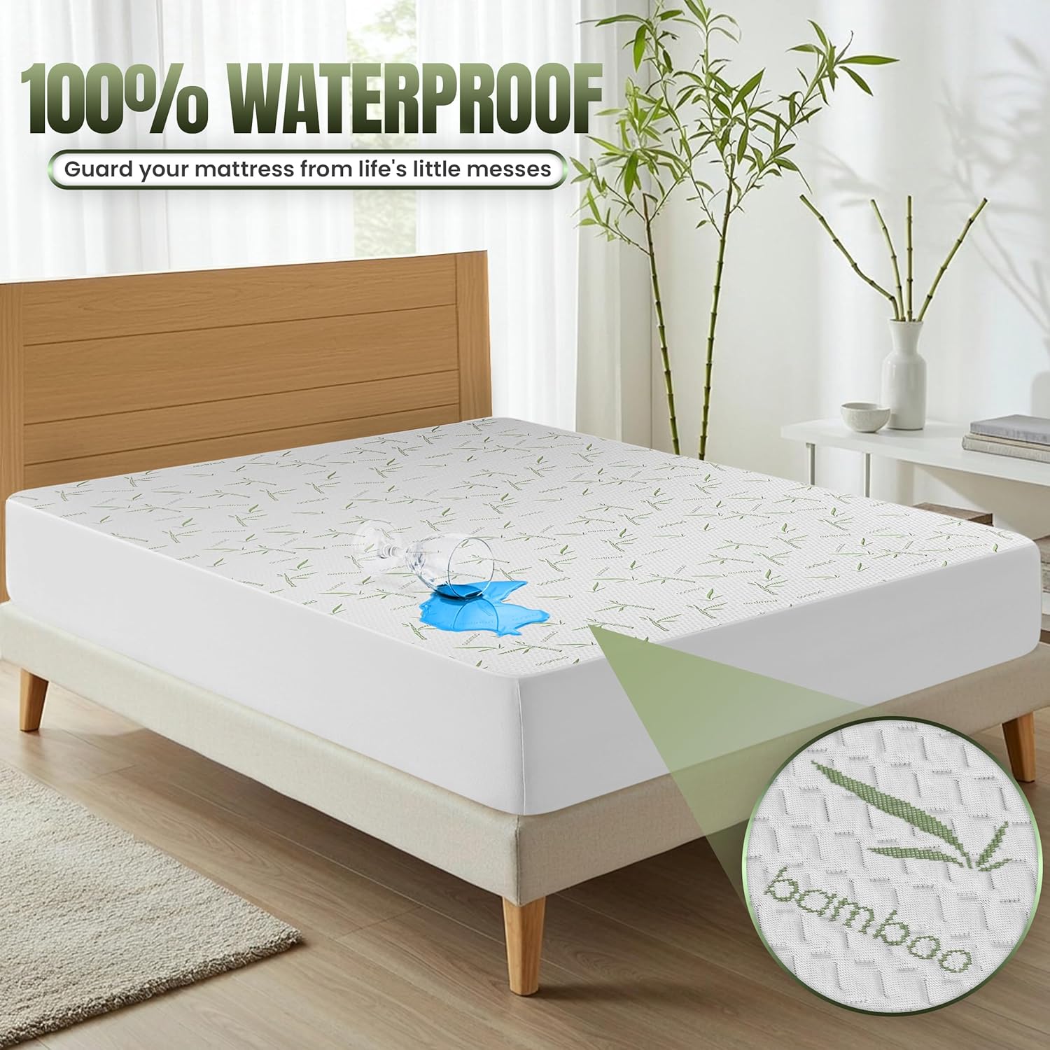 Utopia Bedding Waterproof King Size Mattress Protector - Premium 200 GSM Bamboo Viscose, Soft & Breathable