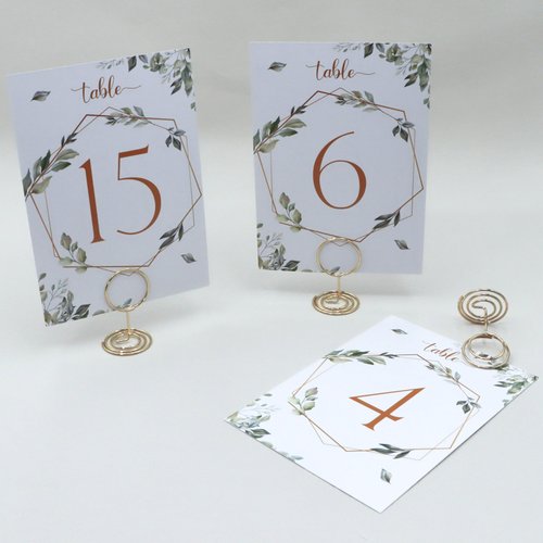 Wedding Table Numbers 1-20 for Wedding Reception with Gold Holders (Eucalyptus W/Gold Holder)