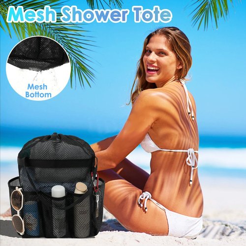 Fammart Mesh Shower Caddy - Portable 8-Pocket Tote for Dorms, Travel & Gym | Extra Large Toiletry Organizer