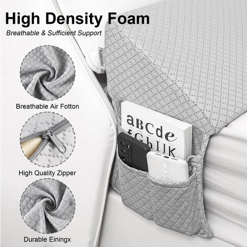 Rormcheny Full Bed Wedge Pillow Headboard Gap,Wedge Pillow Headboard/Bed Gap Filler,Fill The Gap (0-8") (Gray, 54"x10"x6")