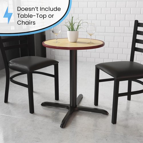 Flash Furniture 30" x 30" Restaurant Table X-Base with 3" Diameter Table Height Column, Commercial X-Base Cast Iron Restaurant Table Base, Black