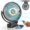 Korbot 8-inch Clip-on Fan - 12000mAh Portable Rechargeable Battery With 3 Speeds and Strong Airflow, USB Small Desk Personal Quiet for Office, Stroller, Bedroom and Camping