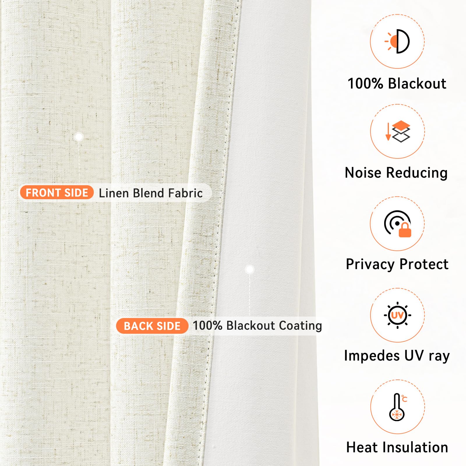 100% Blackout Shield Linen Pinch Pleated Curtains Blackout, Curtains 90 Inches Long 2 Panel Set for Bedroom/Living Room, Pinch Pleat Drapes with Hooks, 40” W x 90” L, Navy Blue