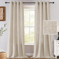 H.VERSAILTEX Linen Fabric Curtains for Living Room, 96 Inches Long, Light Filtering Privacy Drapes with Grommet, Farmhouse Textured Curtain 2 Panels Set, 52" W x 96" L, Linen