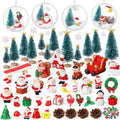 Roowest Miniature Ornaments - 96 Pcs DIY Snow Globe Kit for Christmas Village Decor | Snowman, Reindeer, Santa, Teal