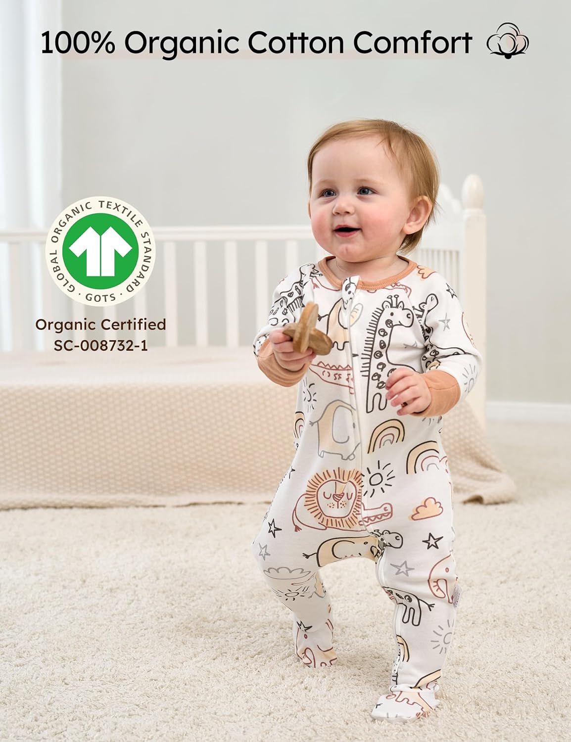 Yoofoss Baby Pajamas - 100% Organic Cotton Sleepers for Newborns | 3-Piece Footed PJs Set