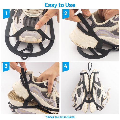 2 Pack Shoe Holster for Backpack with Clip Hanger, Shoe Holder for Sneakers, Cleats, for Travel, Outdoors, Sports (Large, Black)
