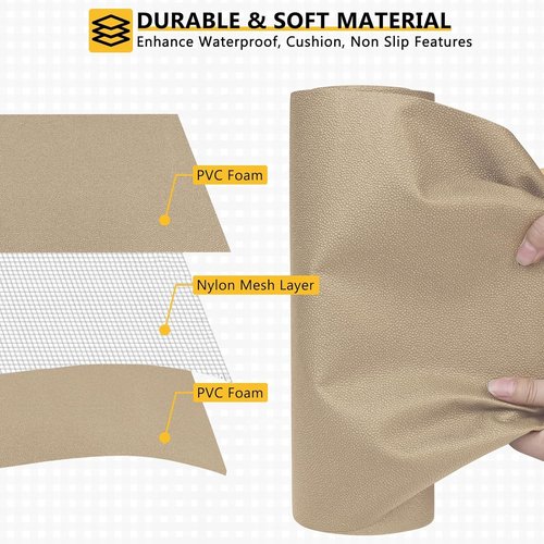 WochiTV Shelf Liner for Cabinets, Drawer Non Adhesive Non Slip Foam Mat for Kitchen, Pantry, Bathroom, Cupboard, Garage, Closet, Shelves, Drawer, Tool Box, Tan 11.8 x 59 inches