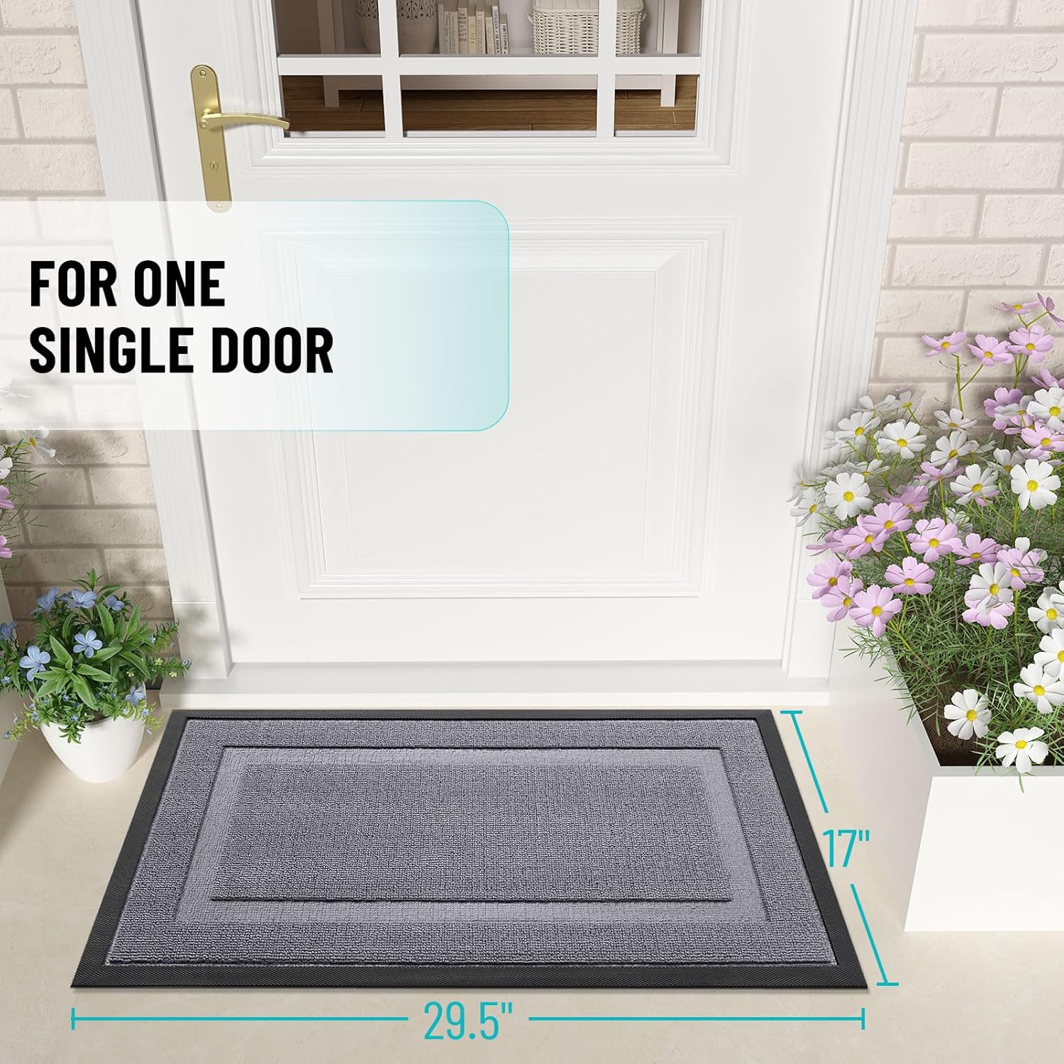OLANLY Waterproof Front Door Mat - All-Season Indoor/Outdoor Doormat, Easy Clean, 35x23, Classic Gray