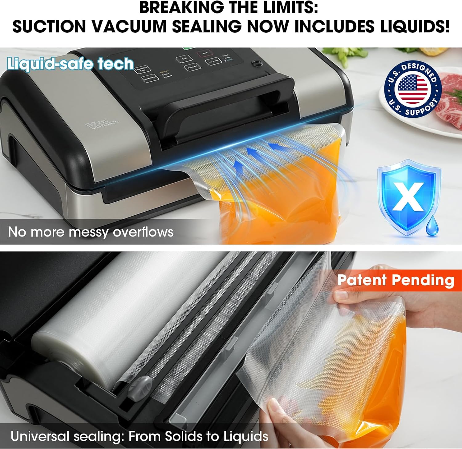 Vesta Precision Vacuum Sealer Machine - Smart Heat Sealing for Liquid & Moist Foods | Includes Cutter & Jar Kit