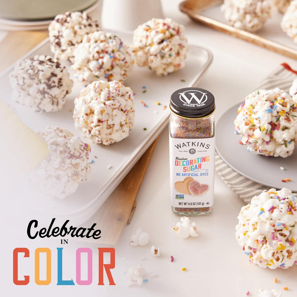 Watkins Rainbow Decorating Sugar - Non-GMO, 4.6 Ounce | Pack of 3 for Vibrant Baking