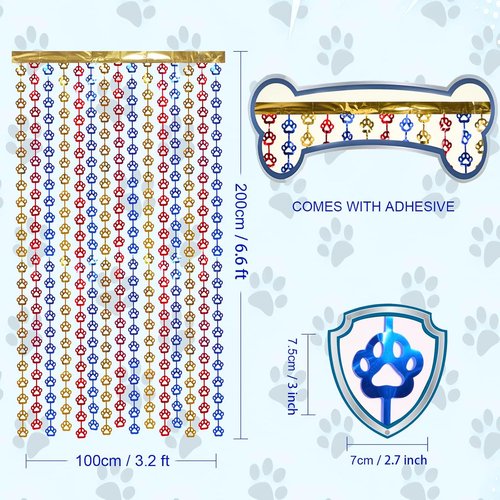 LOLStar Paw Birthday Decorations - 2 Pack Red, Yellow & Blue Tinsel Foil Fringe Curtains | 3.3 x 6.6ft Party Supplies