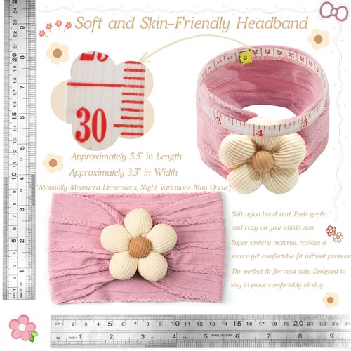CÉLLOT Baby Flower Headbands - 5 Pcs Soft Nylon Hair Accessories for Newborns & Toddlers