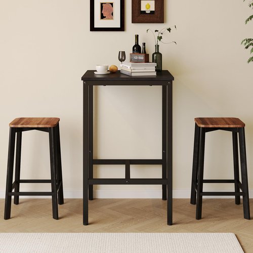 Lutown-Teen Square Bar Table, High Top Table - Industrial Metal Frame for Small Spaces & Narrow Kitchens, 23.6x23.6x36.9 in (LxWxH), Easy Assembly, Black