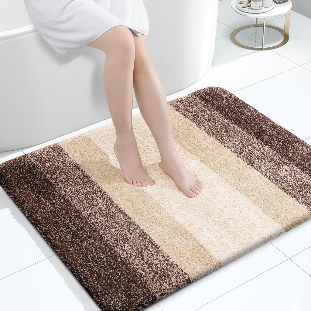 OLANLY Large Bathroom Rugs - Extra Soft Microfiber Mat 40x32 | Quick Dry, Machine Washable, Brown