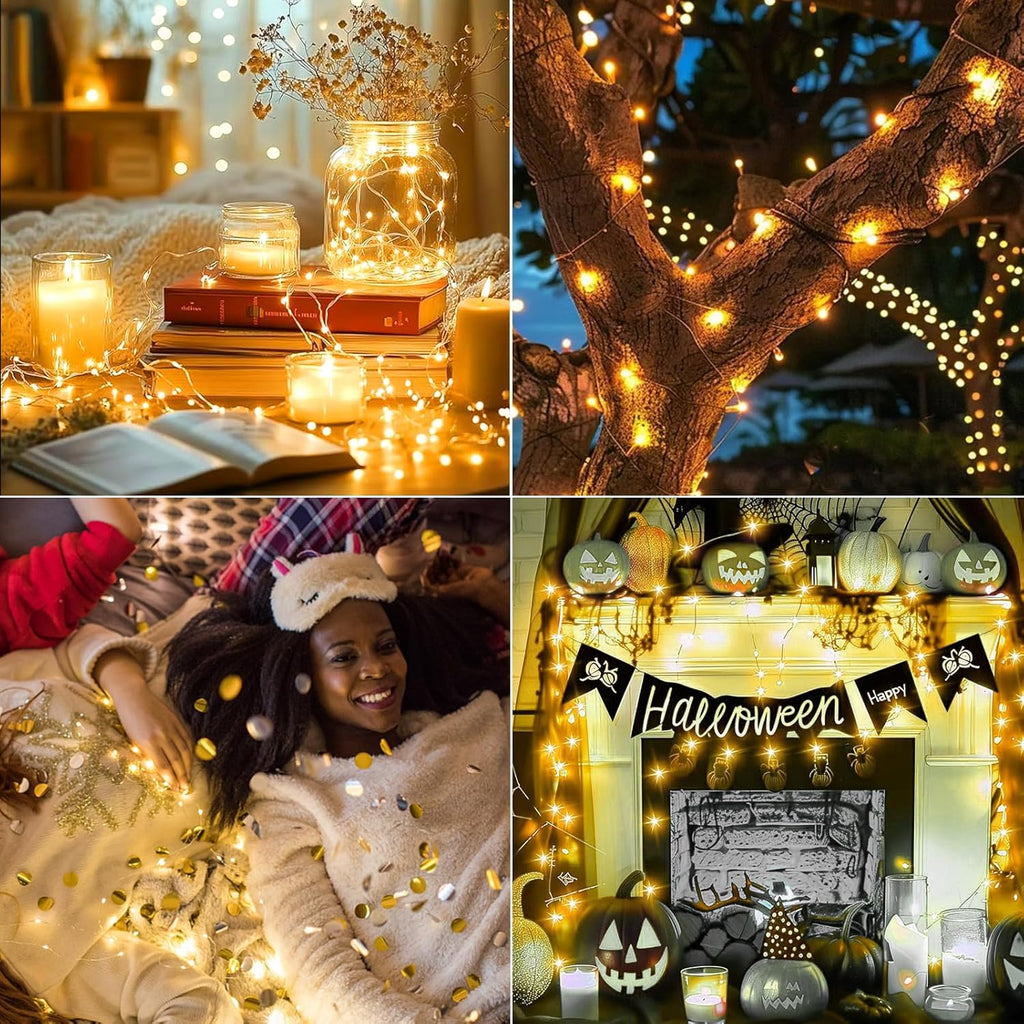 Skiennix 12-Pack Fairy Lights - 7ft Battery Operated Mini String Lights | Waterproof Silver Wire for Weddings & Parties
