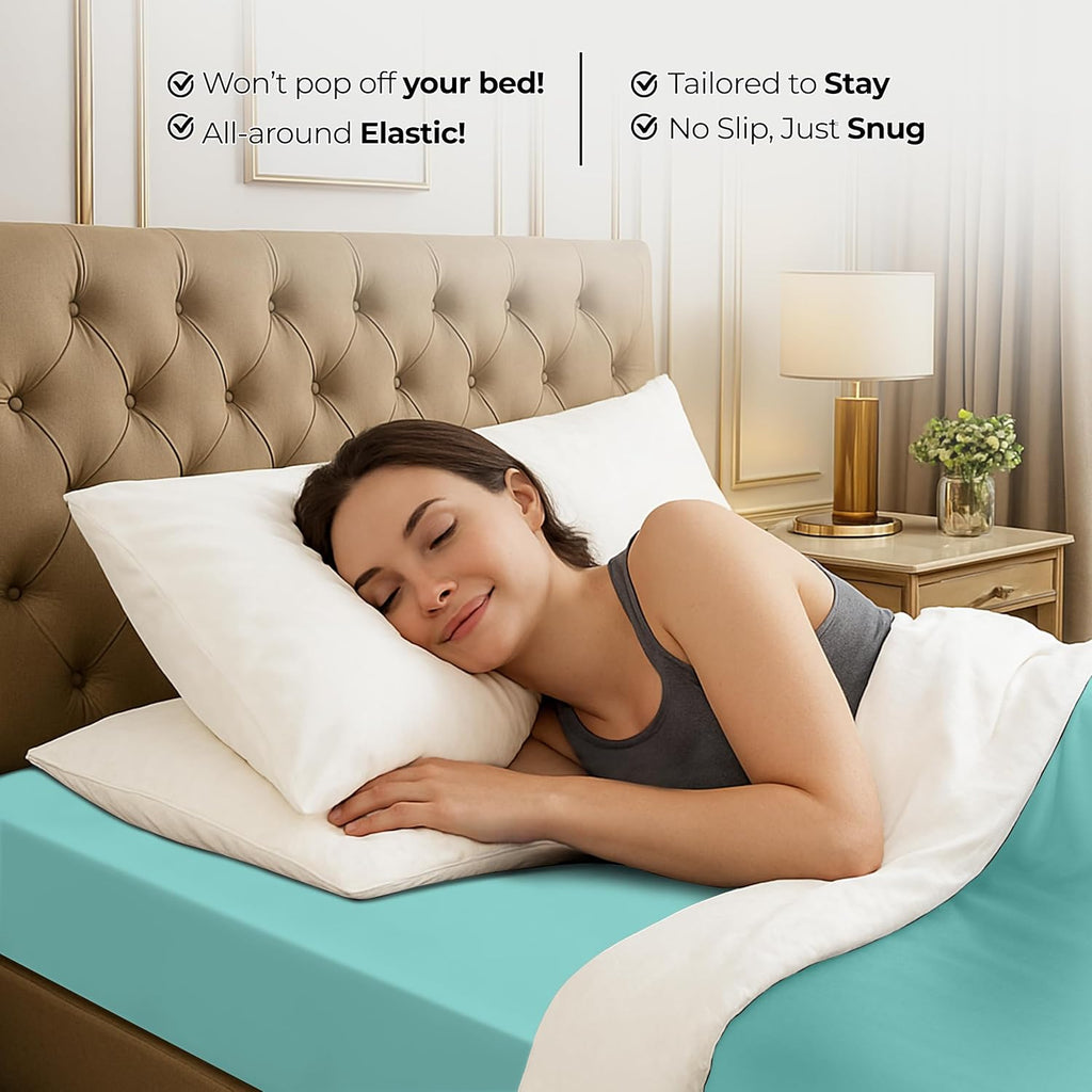 Utopia Bedding Full Fitted Sheet - Soft Microfiber - Deep Pocket - Spa Blue - Fade Resistant & Easy Care