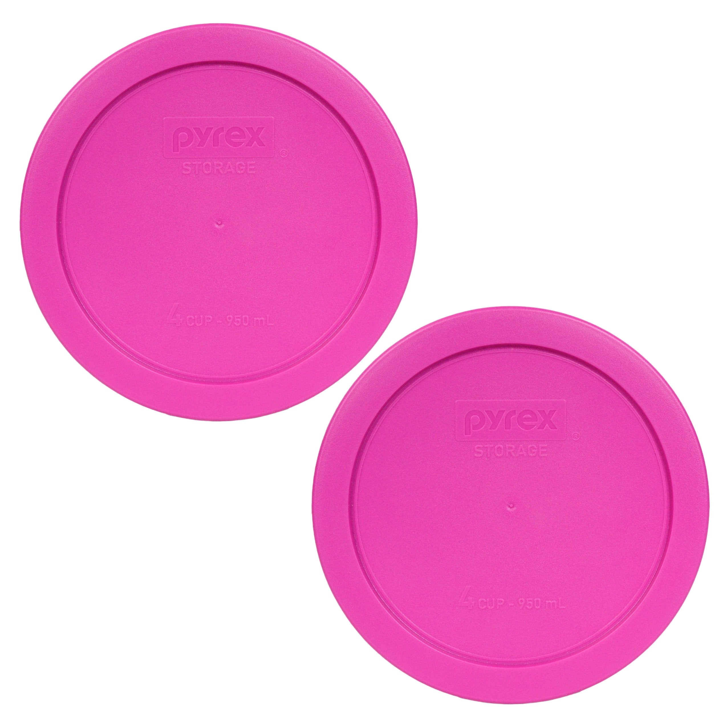 Pyrex 7201-PC 4 Cup Pink Food Storage Replacement Lids (2-Pack) - Made in USA