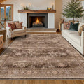 Hazo Haus Boho Taupe Brown 5x7 Area Rug - Modern Vintage Non-Slip Washable Design for Living Room & Nursery