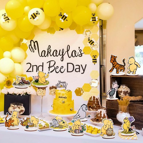 The Winnie Bear Wooden Table Centerpieces for Birthday Party/Baby Shower Decorations, Set of 12