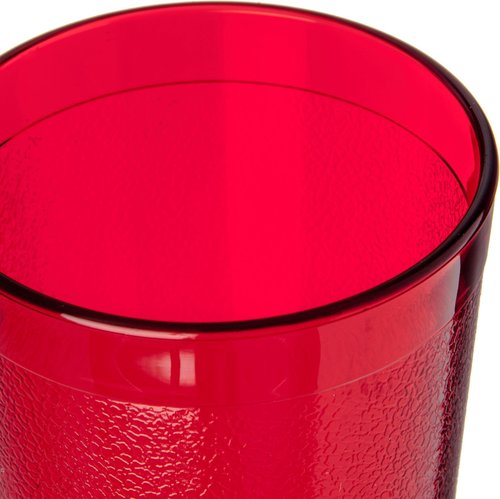 Carlisle FoodService Products Stackable Tumbler Plastic Tumbler with Pebbled Exterior for Restaurants, Catering, Kitchens, Plastic, 13.4 Ounces, Ruby, (Pack of 72)