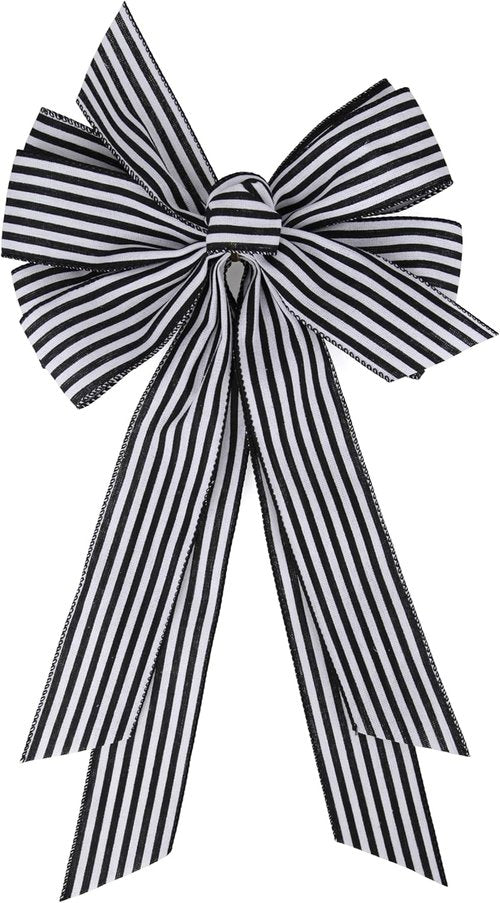 Meseey Large Black and White Striped Ribbon Bow - 20 x 11 Inch Farmhouse Wreath Decor & Tree Topper