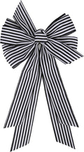 Meseey Large Black and White Striped Ribbon Bow - 20 x 11 Inch Farmhouse Wreath Decor & Tree Topper