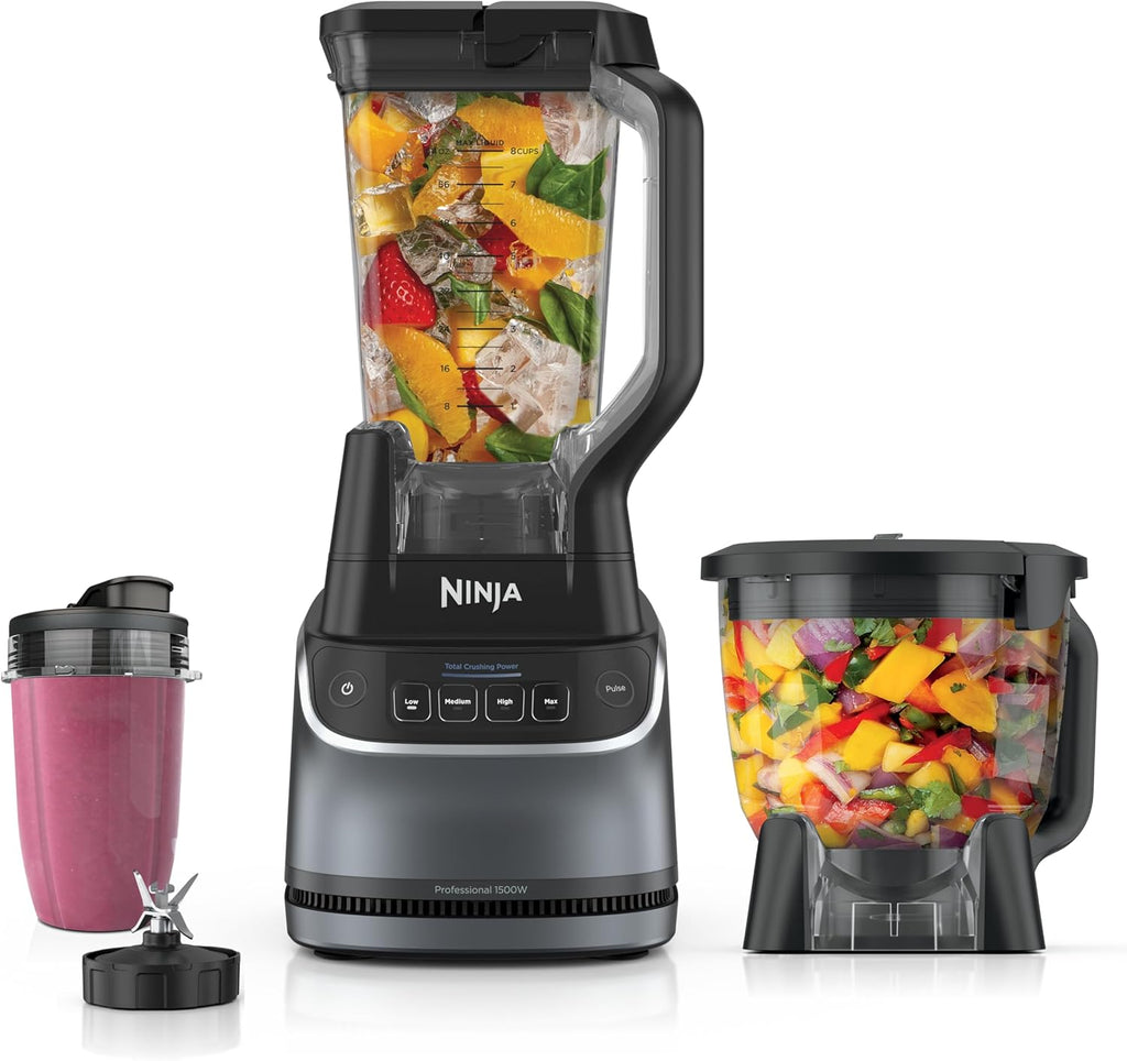 Ninja UltraCrush Professional Kitchen System - 1500W Blender & Food Processor | 72oz Capacity, Silver | Total Crushing Technology for Smoothies & Chopping