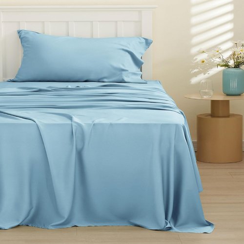 Bedsure Cooling Sheets - Twin XL Bamboo Rayon, Breathable & Soft Hotel Luxury Bedding, Aqua
