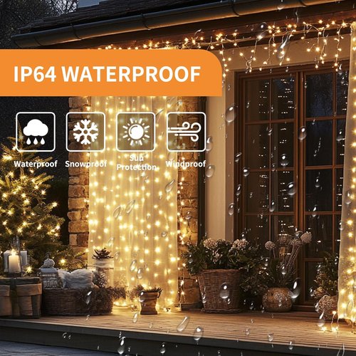 Fairy Curtain Lights - 200 LED Tangle-Free String Lights with Remote | USB Plug for Bedroom, Wedding & Home Décor - 9.8 x 6.6 Ft, Warm White
