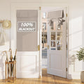 RYB HOME 100% Blackout Linen Door Window Curtains for French Door, Tricia Room Darkening Adhesive Privacy Assured Thermal Insulated Blinds for Kitchen Glass Window, W 26 x L 40, 1 Panel, Sand