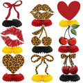 Cheetah Cherry Birthday Party Decorations Leopard Honeycomb Centerpieces Decor with Red and Black Cheetah Cherry Print Toppers Safari Animal Birthday Party Decorations Sulpplies for Women Girls