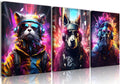QGNBGBJ Framed Gaming Posters - Colorful Graffiti Animal Wall Art | Watercolor Cat, Dog & Lion Prints (12x16in)