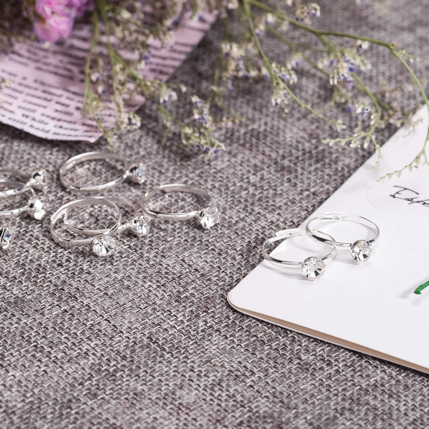 Whaline 36-Pack Diamond Engagement Rings | Bridal Shower & Wedding Table Decorations